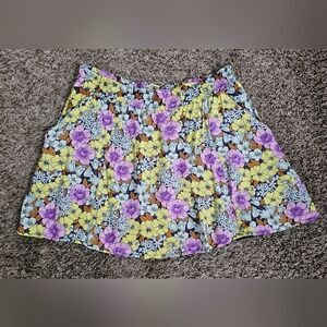 Anthropologie LeifNotes Flower Lined Mini Skirt SZ 4 Floral Medium Bright Colors